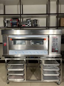 Oven deck gas dua tungku stainless steel untuk bakery dan UMKM