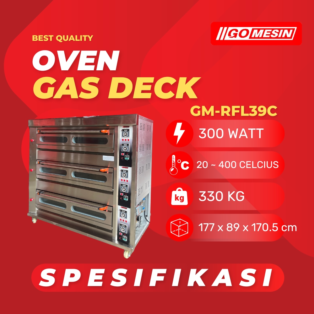 Oven Gas Bakery 3 Deck 9 Tray GOMESIN GM-RFL39C – Oven Roti untuk Usaha & Komersial - Gambar 2