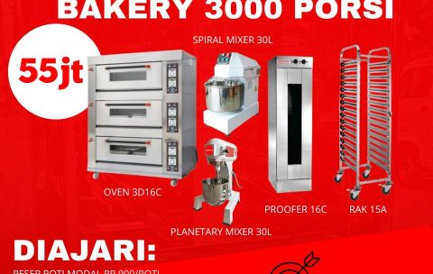 Paket mesin bakery Gomesin kapasitas produksi 3.000 roti per hari untuk Dapur MBG.